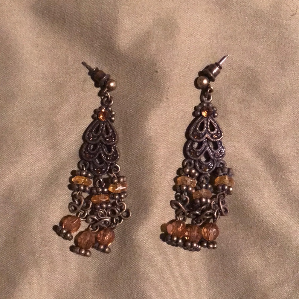 Amber-colored earrings
